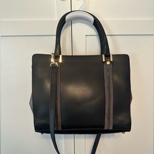 Alberta di Canio Italian Black Leather and Suede Tote Bag
